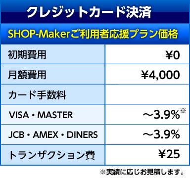 クレジットカード決済料金プラン